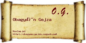 Obagyán Gejza névjegykártya